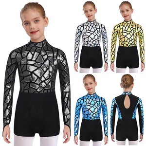 Traje de Danza Metálico para Niñas de 6 a 16 Años, Leotardo para Competencia de Danza Latina, Ropa Personalizada, Ropa Deportiva de Alto Rendimiento para Niños - Product Image 1