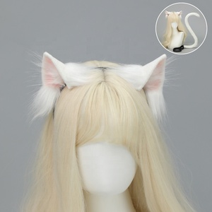 Set Kombo telinga kucing realistis mewah, aksesori Prop Con bando hewan Cosplay - Product Image 6