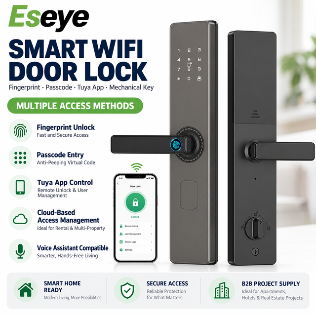 Tuya Smart Lock Home Security Digital Wifi Door Lock Aluminum Fingerprint Handle Cloud Easily Managed Tuya App