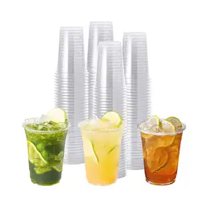High Quality Mass Customization Wholesale Transparent PET Disposable Plastic Cups With Lids For Cold Drink Juice Drink Cups Can