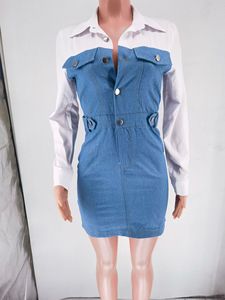 Vendita calda autunno e inverno popolare delle donne europee e americane in <span class=keywords><strong>Denim</strong></span> stile Patchwork pendolarismo <span class=keywords><strong>camicia</strong></span> <span class=keywords><strong>abito</strong></span> - Product Image 6