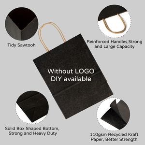 Bolsa de Papel Kraft Negra Reciclable con Logotipo Personalizado para Comida para Llevar de Restaurantes, Panaderías y Comida Rápida - Product Image 3