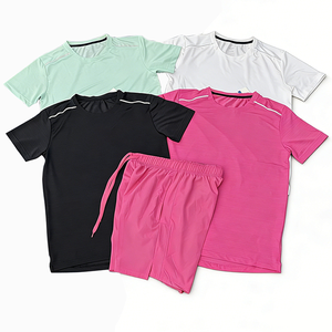 Nouvel ensemble de t-shirts de sport pour hommes à séchage rapide, tricotés, patchwork, respirants et anti-transpiration, pour le fitness et la course, avec blocs de couleur - Product Image 1