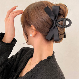 <span class=keywords><strong>Pince</strong></span> à Cheveux Noeuds Noirs Style Hepburn de 17 cm, <span class=keywords><strong>Grande</strong></span> <span class=keywords><strong>Pince</strong></span> Arrière pour Femmes - Product Image 1