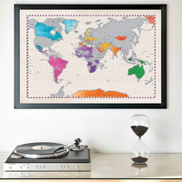 Deluxe haute qualité à gratter carte du monde affiche personnalisée voyage bureau décor à la maison avec amour Style fabriqué à partir de papier