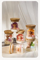Bougie artisanale en cire de soja mélangée, motif ours mignon et fleur, dans un bocal en verre, cadeau d'anniversaire, décoration d'intérieur, cadeau d'accompagnement, vente en gros