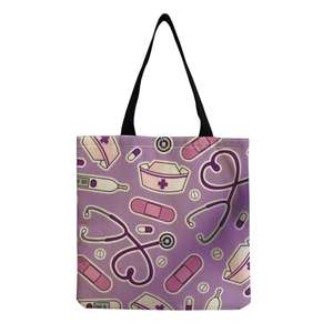 Bolsos de Hombro con Estampado de Letras de Enfermera, con Cremallera, Bolsos de Mano Casuales de Lona para Mujer, Bolso de Compras con Diseño Gráfico de Gran Capacidad - Product Image 5