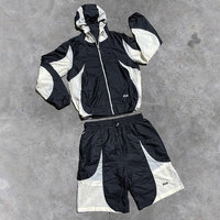 Fabricant Huili logo personnalisé bloc de couleur deux pièces coupe-vent veste coupe-vent léger ensembles courts coupe-vent pour hommes
