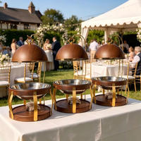 Chauffe-plat commercial 8L en bois grainé, type dôme suspendu, pour buffet d'hôtel, mariage rustique et restauration de petites entreprises, pour garder les viandes chaudes