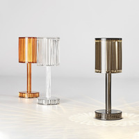 De lujo moderno de lujo de cristal Aurora claro comedor lámparas inalámbrico lámpara de mesa para restaurante con batería recargable