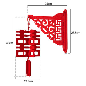 Farol de doble felicidad Magpie para boda, decoración de pared, adorno colgante de tela roja para decoración de habitación de boda - Product Image 5