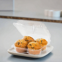 Boîtes d'emballage alimentaire jetables en plastique PET de qualité alimentaire à 4 cavités pour cupcakes, beignets et snacks