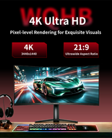 Monitor Curvo para Juegos de 34 Pulgadas, 165Hz, 1ms, 185Hz, 200Hz, para Uso Comercial en Fábricas, Proyectos de Cibercafés