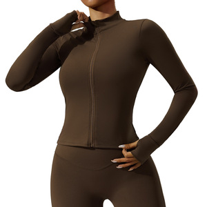 <span class=keywords><strong>Lulu</strong></span> pour Zipper Tight Nine Quarter Sleeve Simple Solid Yoga Suit Women's Running Fitness Sports Top Jacket Breathable - Product Image 5