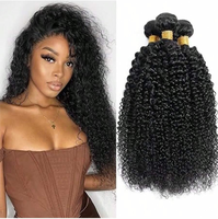 Bridger Hair 10A Cheveux Humains Bouclés Crépus, Tissage de Cheveux Brésiliens Vierges 100% Non Traités, Double Trame Remy, Couleur Naturelle 95-100g
