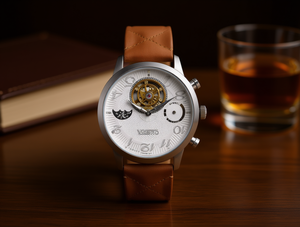 Orologio Meccanico da Uomo VOLSTO 40mm, Cassa in Acciaio Inossidabile, Cinturino in Pelle, Quadrante Analogico con Fasi Lunari, Design Elegante - Product Image 2