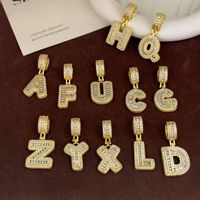 Colgante de Letra Inicial de Hip Hop con Circonita Cúbica, Bañado en Oro, para Joyería DIY