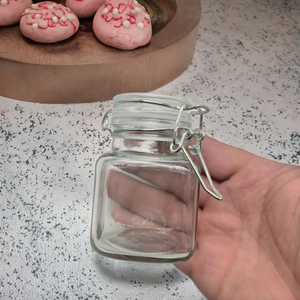 BZY - <span class=keywords><strong>Precio</strong></span> más económico - Mini frasco <span class=keywords><strong>de</strong></span> vidrio cuadrado hermético <span class=keywords><strong>de</strong></span> 100 ml con tapa <span class=keywords><strong>de</strong></span> clip giratoria y serigrafía para almacenamiento <span class=keywords><strong>de</strong></span> alimentos, Jiangsu - Product Image 4