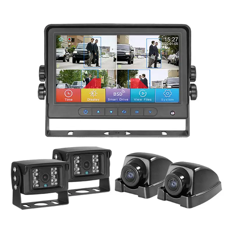 Kamera spion Digital 36v 4 saluran, kamera parkir mobil truk 1080P, kamera DVR mobil sistem, Monitor 7 inci