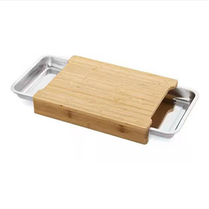 <span class=keywords><strong>Planche</strong></span> à découper en bambou pliable avec double tiroir en acier inoxydable pour la préparation des aliments, prix de gros personnalisé - Product Image 2