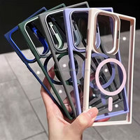 Vente chaude étuis magnétiques transparents porte-lentille en métal antichoc couverture de téléphone portable pour Samsung S25 S24 S23 Plus S22 Ultra