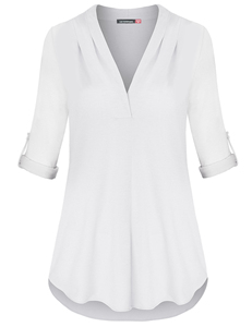 Nieuw Model Vrouwen Wit Massief Blouse Strepen Ontwerp Voor Formele <span class=keywords><strong>Blouses</strong></span> - Product Image 4