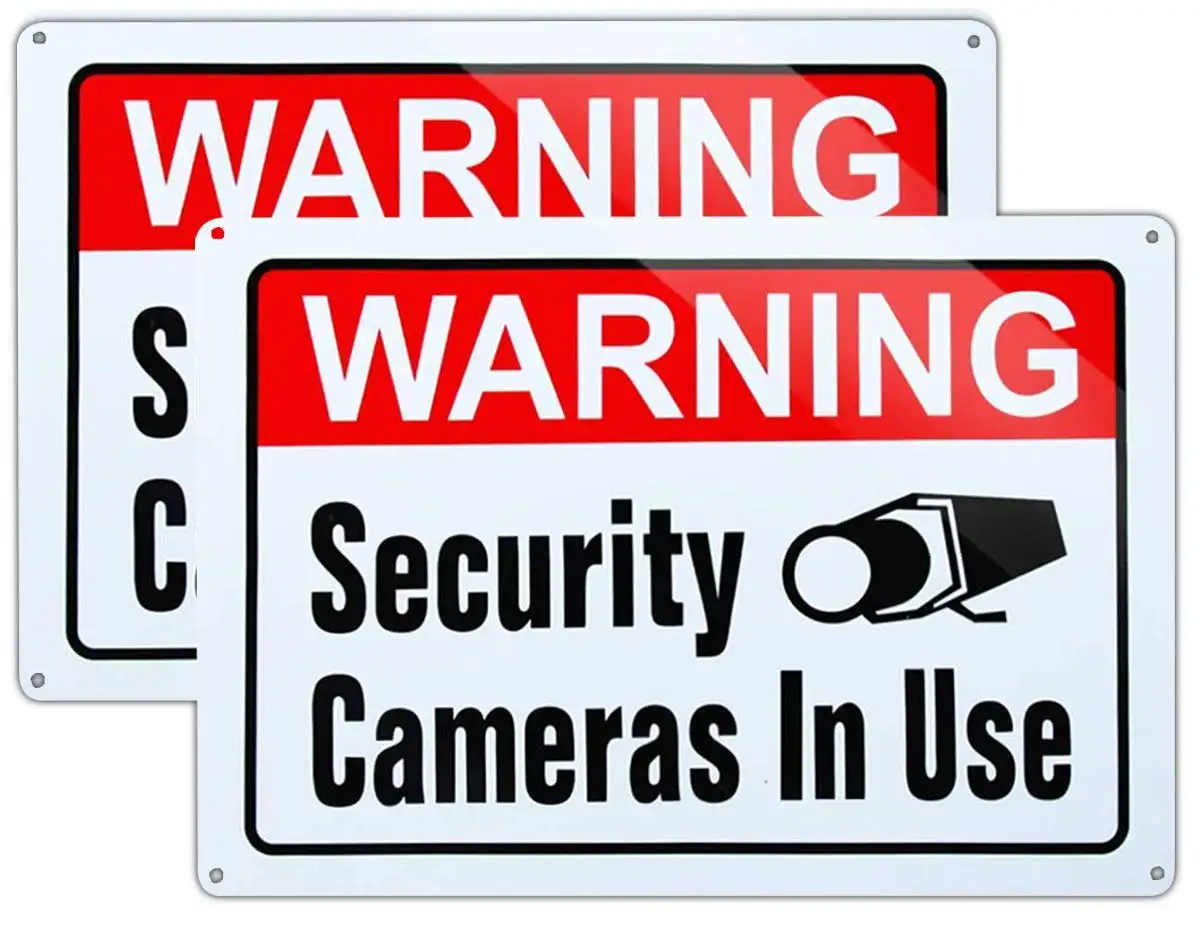 Grand panneau de vidéosurveillance d'avertissement en cours d'utilisation, panneau de caméras de sécurité en cours d'utilisation surveillé 24 heures par des autocollants de caméra de sécurité