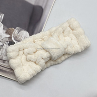 Bandeau personnalisé en flanelle corail antidérapant avec nœud, réutilisable, pour maquillage, SPA, yoga, entraînement, lavage du visage, coffret cadeau