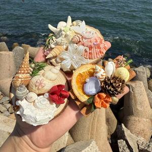 Imanes de Refrigerador con Rebanadas de Madera Creativas, Hechos a Mano con Conchas Naturales y Estrellas de Mar, Regalos Promocionales Empresariales - Product Image 3