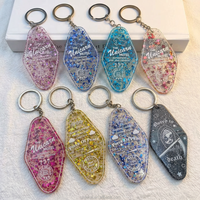 Porte-clés en acrylique personnalisé avec logo imprimé ou émaillé, style motel/hôtel, étiquette de clé de chambre rétro, souvenir, cadeau pour bar et café