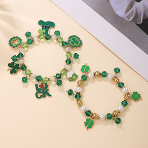 Nuovo St. Patricks per feste bracciale con ciondoli in acrilico con trifoglio di <span class=keywords><strong>birra</strong></span> verde Lucky Unisex all'ingrosso - Product Image 1
