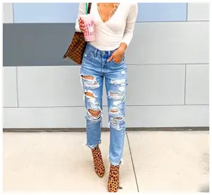 Wholesale Beautiful Sexy Women Tight Jeans Trendy Affordable Clothing 