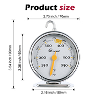 Termometer Oven Dial Besar Tanpa Baterai, Pengukur Suhu Oven Bahan Stainless Steel dengan Gantungan dan Penyangga untuk Memanggang & Memasak