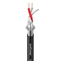 كابل DMX من ROXTONE طراز DMX022، نحاس 24AWG، 2 × 0.22 مم، متوافق مع AES/EBU، غلاف PVC عالي المرونة، طول 1 متر، سلك توصيل.