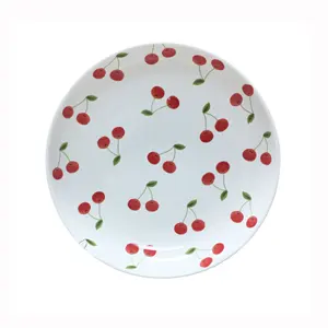 8 Inch stylish fruit design round deep dinner plate porcelain soup serving plate
