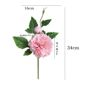 Fleurs de pivoine artificielles Ruilisi, rose clair, en soie, faites à la main, pour mariage, décoration de la maison, 2 têtes, tige unique, arrangement en vase - Product Image 4