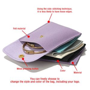 Elegent Custom Your Logo <b>Ring</b> Necklace Jewellery Package Snap Button Pouch Bags Jewelry Bags With Velvet Jewelry Pouch - Product Image 5