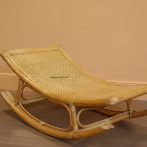 Mecedora de ratán hecha a mano vintage para niños-Silla de mimbre ecológica para guardería de bebés - Product Image 1