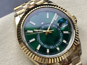 Montre mécanique de luxe de qualité supérieure 42 mm, mouvement ETA 9001 de l'usine Noob, 336938, acier 904L, or, multifonction, verte - Product Image 2