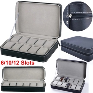 6/10/12 Slots Portable Leather Watch <b>Box</b> Your Watch Good Organizer Jewelry Storage <b>Box</b> Zipper Easy Carry Men Watch <b>Box</b> New - Product Image 3
