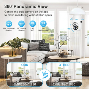 Indoor Bulb Camera Full Color Nachtzicht Geheugenkaart Bewegingsdetectie Automatische menselijke tracking Zoom Pan-Tilt Beveiligingsmonitor - Product Image 5