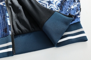 Áo khoác nữ màu xanh navy phối màu ombre đính sequin, kiểu dáng mùa đông, họa tiết trơn, phong cách cao bồi, size XL, khóa kéo, chất liệu dệt. - Product Image 2