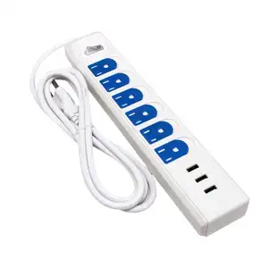 שקע חשמלי קבוע תוסף USB טעינה USB תחנת טעינה USB 6 שקעים לנו ברצועות כוח עם USB ומתגים