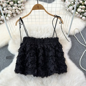 Rose Mesh Short Strap Vest Women's Summer New Short <strong>Top</strong> - Product Image 5