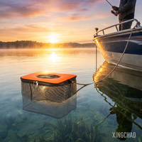 Panier de pêche flottant professionnel avec couvercle à ressort, filet de maintien pour leurres, grande flottabilité et corde de 5m