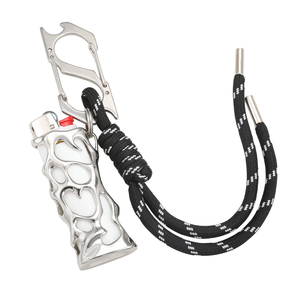 VAF Increíble Colgante Porta Encendedor para Pantalones, Charm de Acero Inoxidable Pulido con Mosquetón y Cordón, Compatible con Encendedores BIC <span class=keywords><strong>J3</strong></span> - Product Image 2