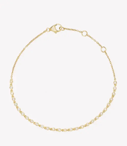 Klassische 18 Karat vergoldete moderne Design Lünette Einstellung Diamant Charm Armband für Mädchen in 925 Sterling Silber Schmuck