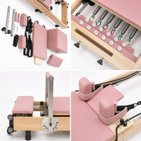 Reformer Pilates pliable en bois d’érable avec pieds réglables Machine de fitness professionnelle pour studio et maison