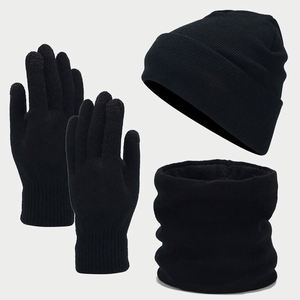 3Pcs Winter <b>Hat</b> Set Knit <b>Beanie</b> Touch Screen Gloves Long Scarf Xmas for Women Men Promotional Gift - Product Image 2