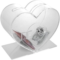 Boîtes de dons transparentes en acrylique en forme de cœur avec serrure